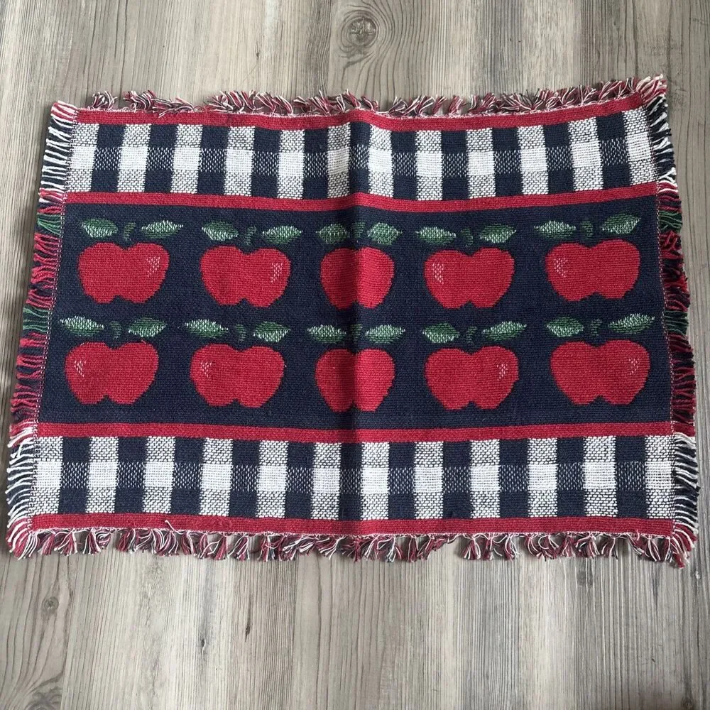 Vintage School House Apple Fall  (Set Of 4) 100% Cotton Placemats Made In India